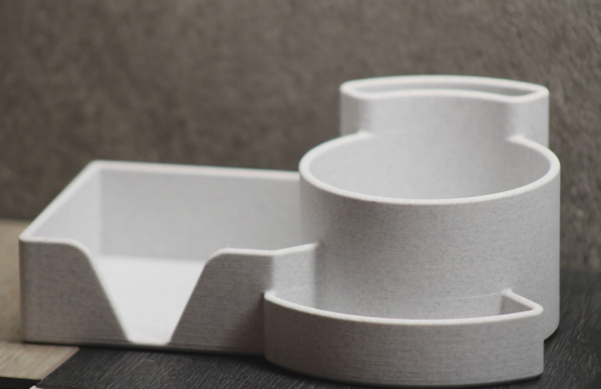 Compact 3D printed marble desk organiser for workspace